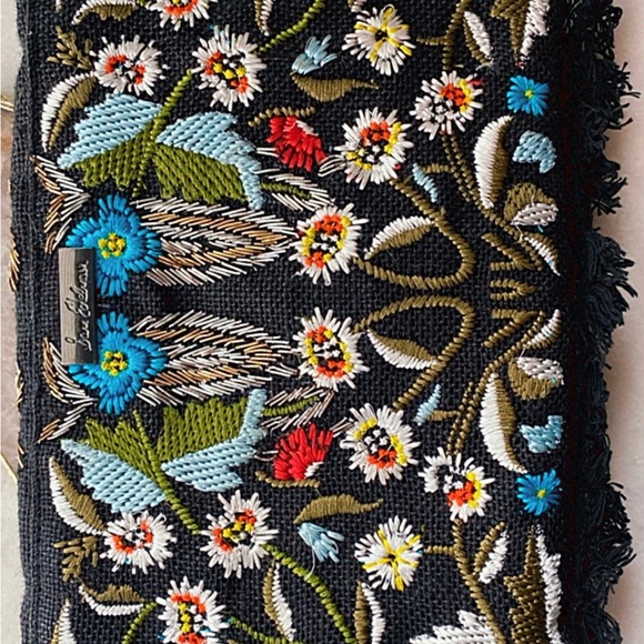 Sam Edelman Black Embroidered Crossbody Bag Clutch - Picture 5 of 7